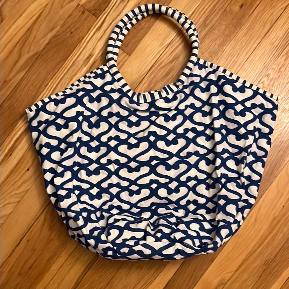 Roberta Roller Rabbit Blue and White Geometric Tote